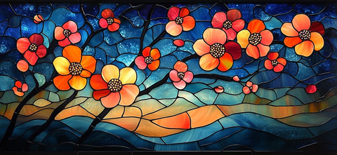 樱花玻璃彩绘