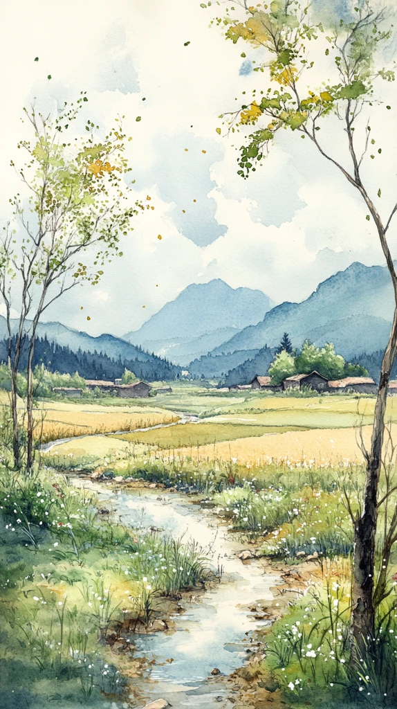 雨水时节田野景象