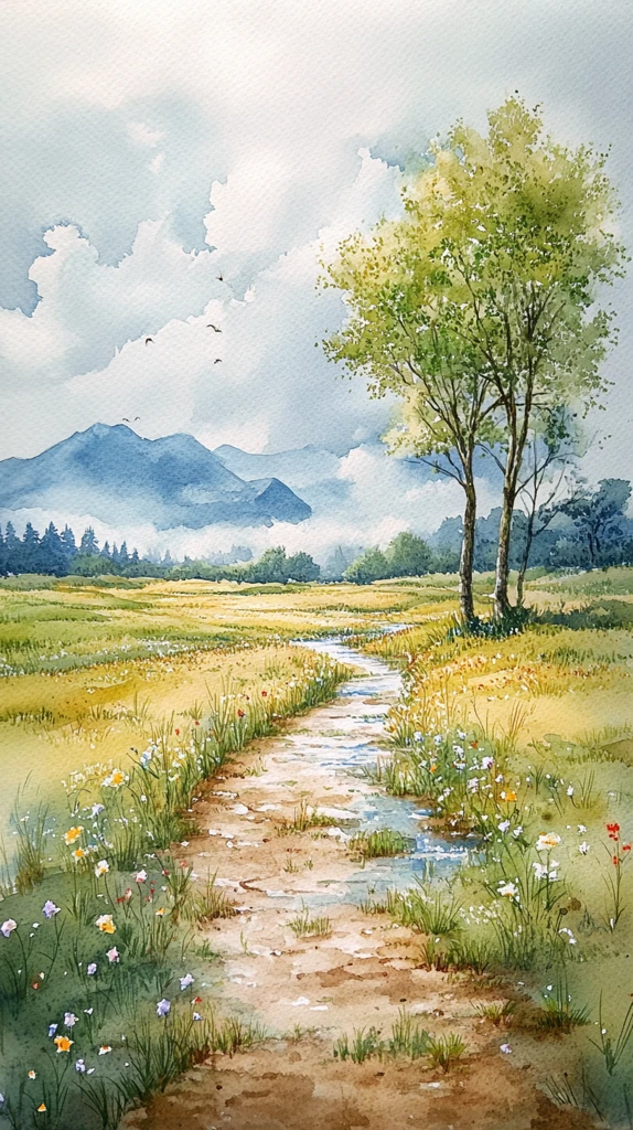 雨水时节田野景象