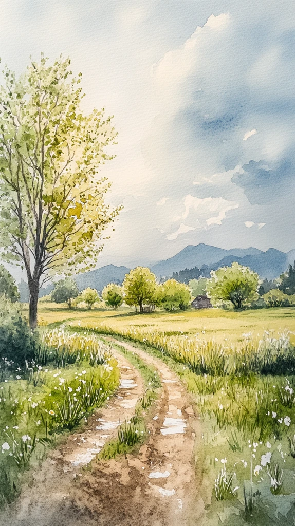 雨水时节田野景象