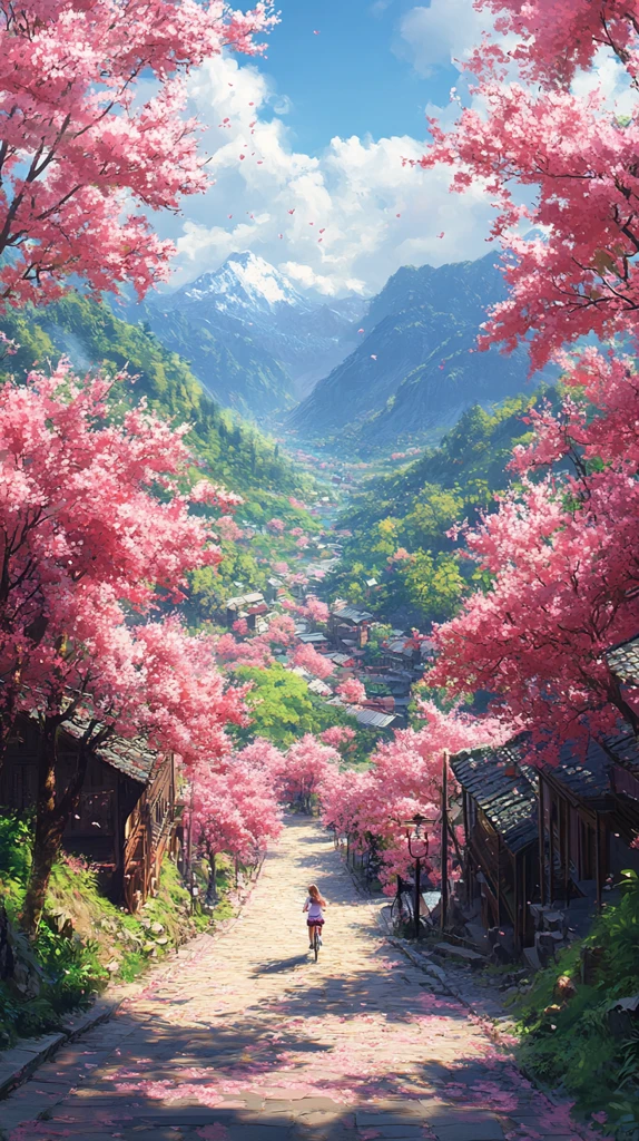 桃花林间骑行道