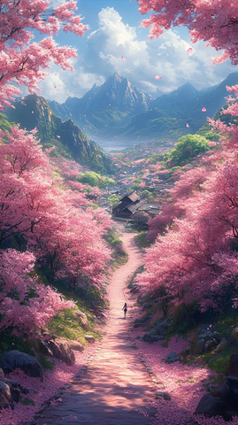 桃花林间骑行道