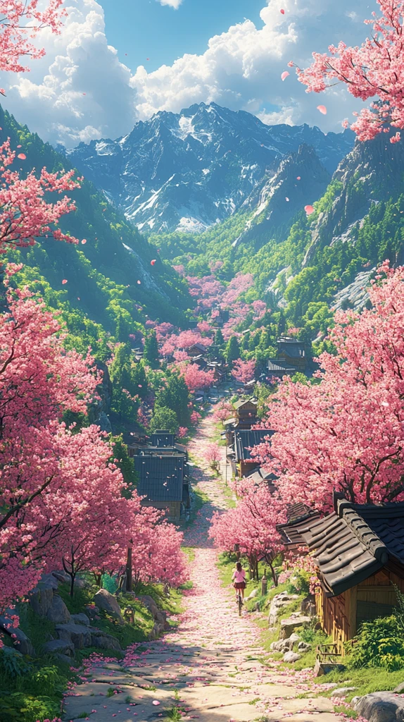 桃花林间骑行道