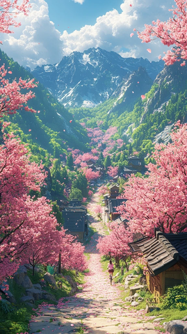 桃花林间骑行道