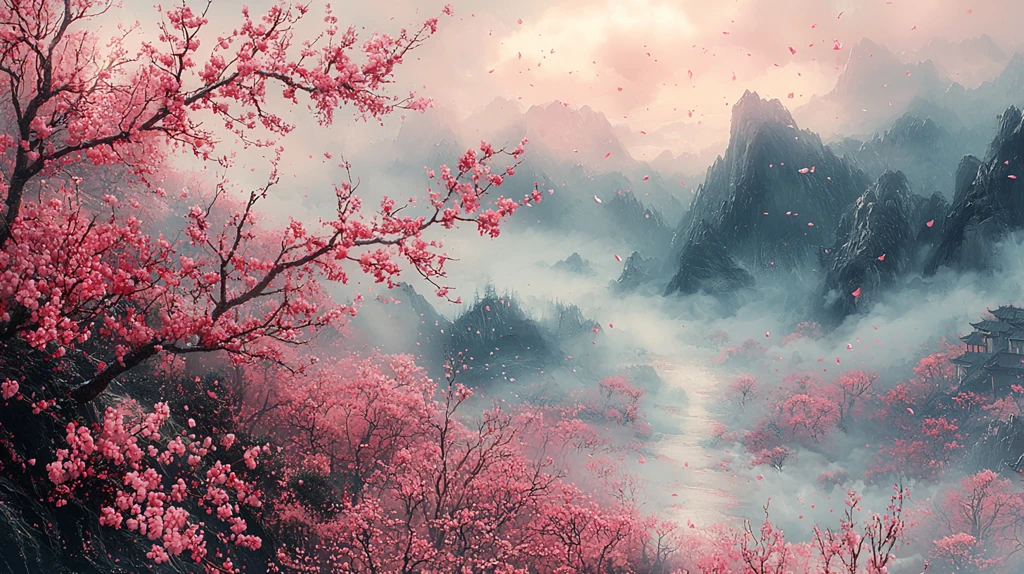 桃树林生长山谷