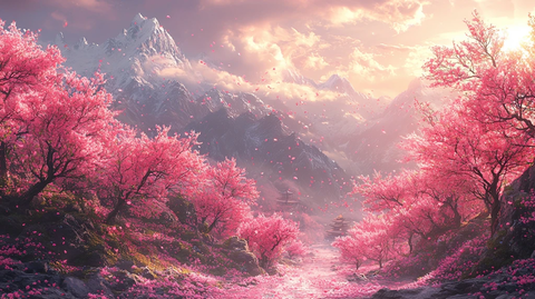 桃树林生长山谷