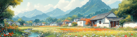 鲜花小溪稻田房