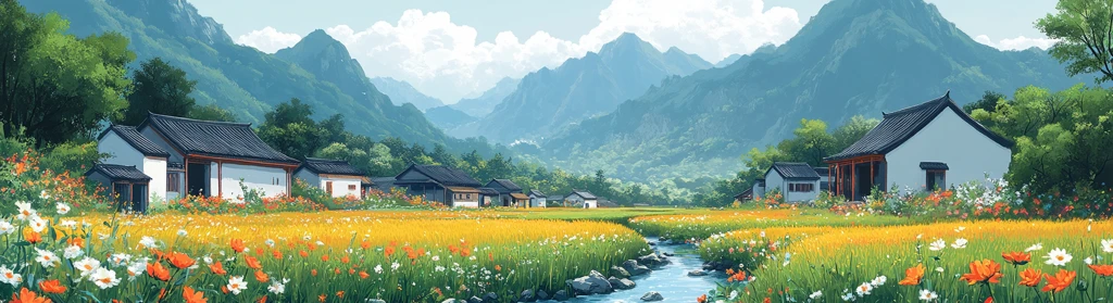 鲜花小溪稻田房