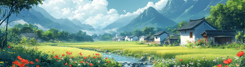 鲜花小溪稻田房