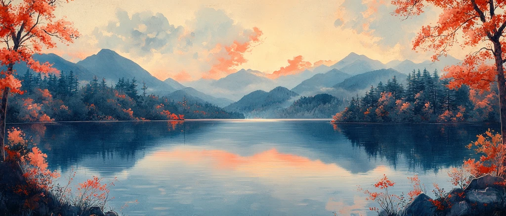 湖景山色春意浓