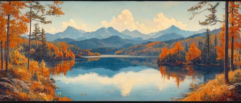 湖景山色春意浓