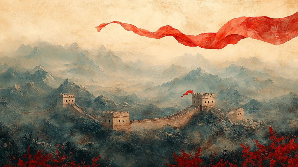 红绸绕长城