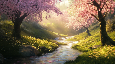 桃花流水草如茵