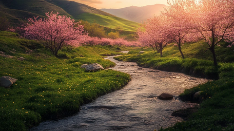 桃花流水草如茵