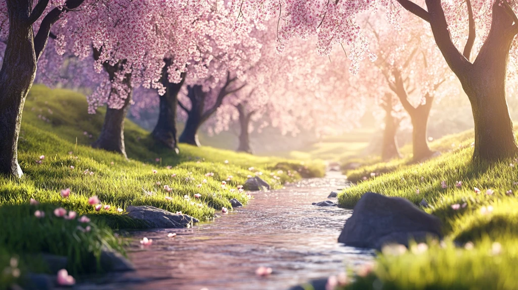 桃花流水草如茵