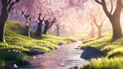 桃花流水草如茵