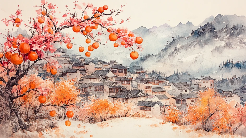 梅花水墨山水图