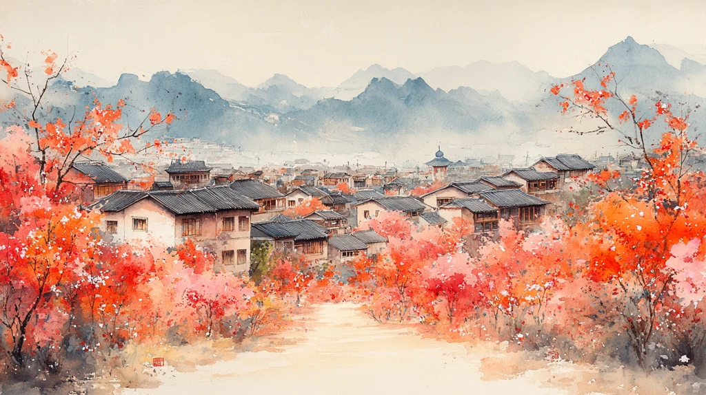 梅花水墨山水图