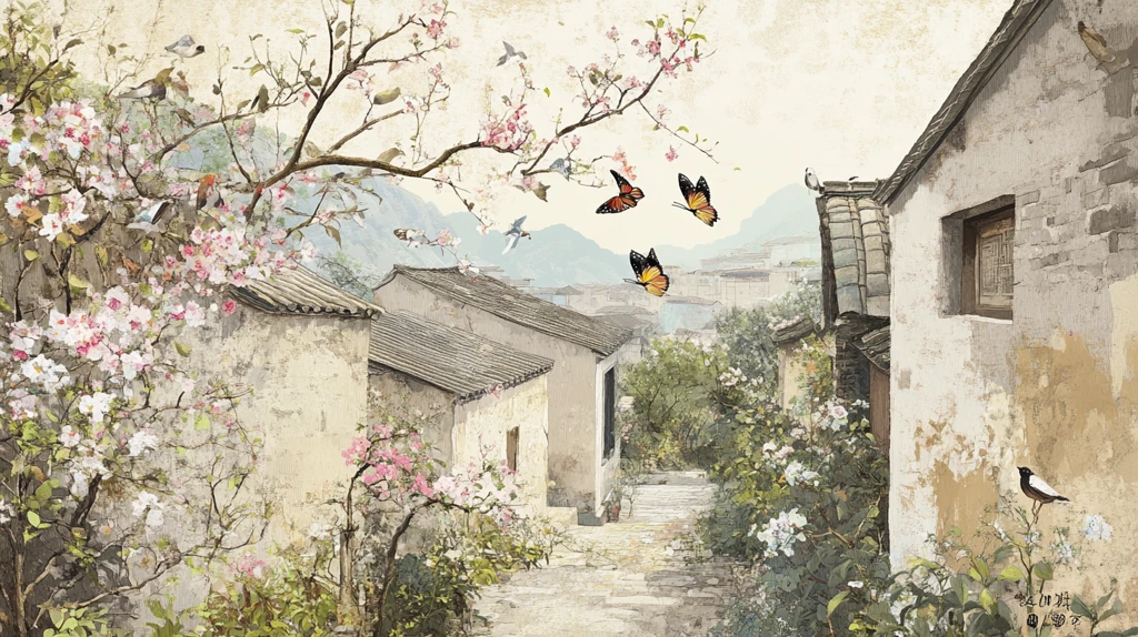 花径蝶舞枝头鸟鸣