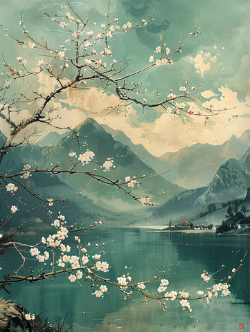 杏花盛开春水流