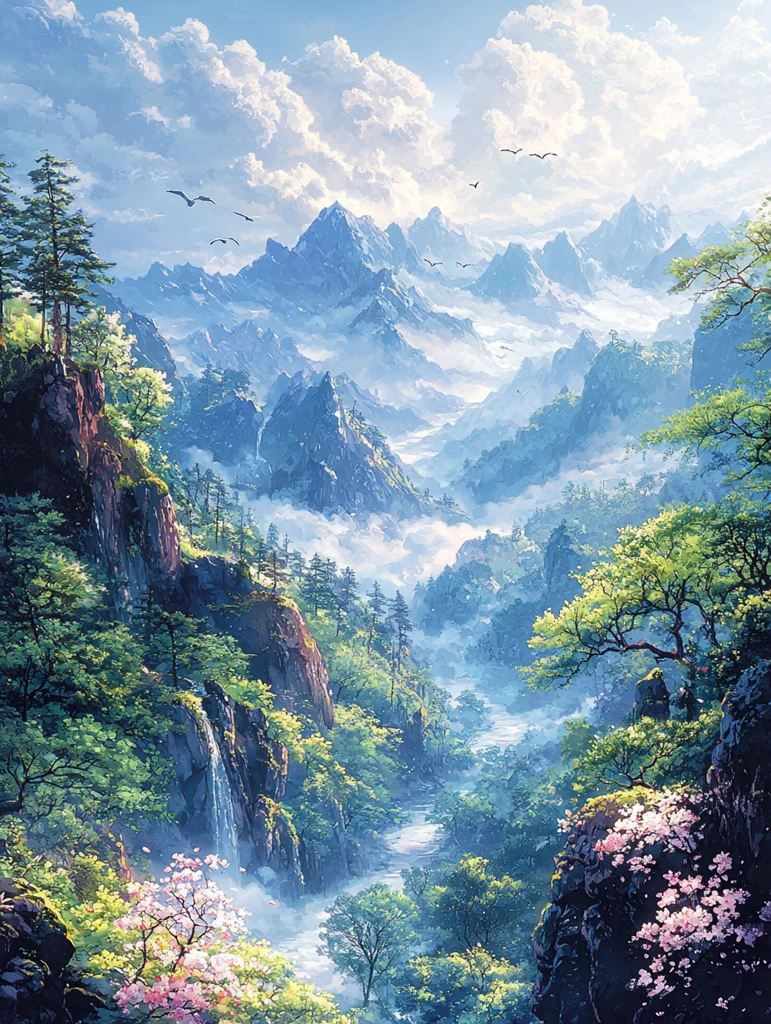 云山花谷间的黎明