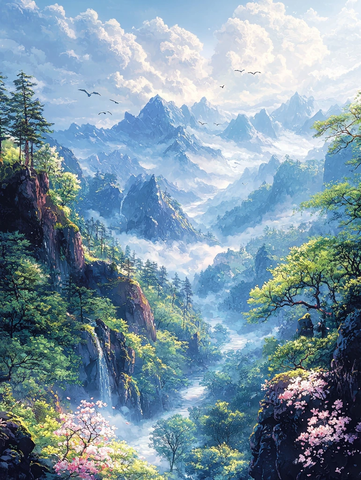 云山花谷间的黎明