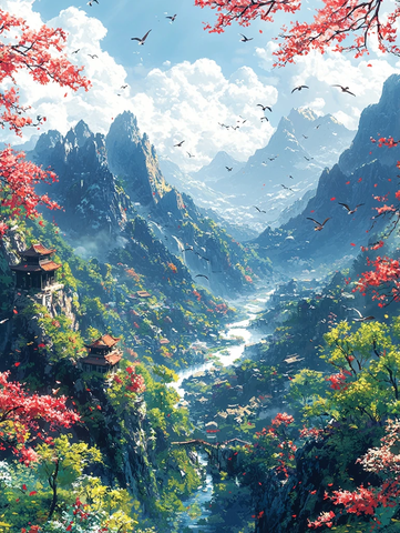 云山花谷间的黎明