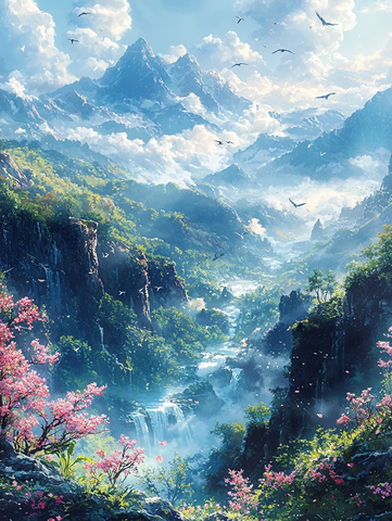 云山花谷间的黎明