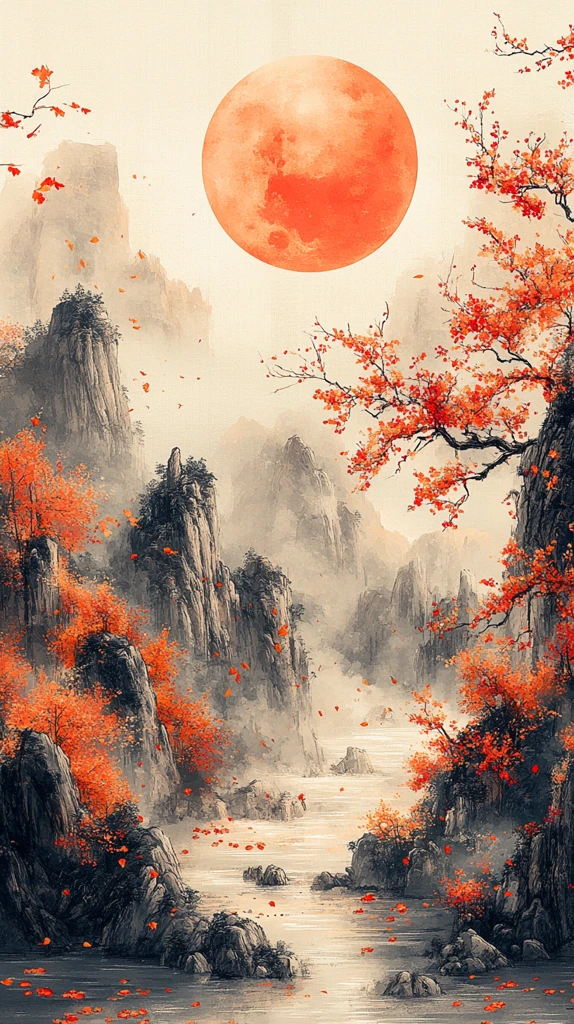 桂花树下月夜图