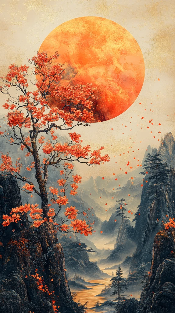 桂花树下月夜图