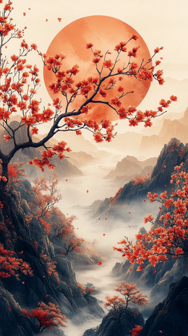 桂花树下月夜图