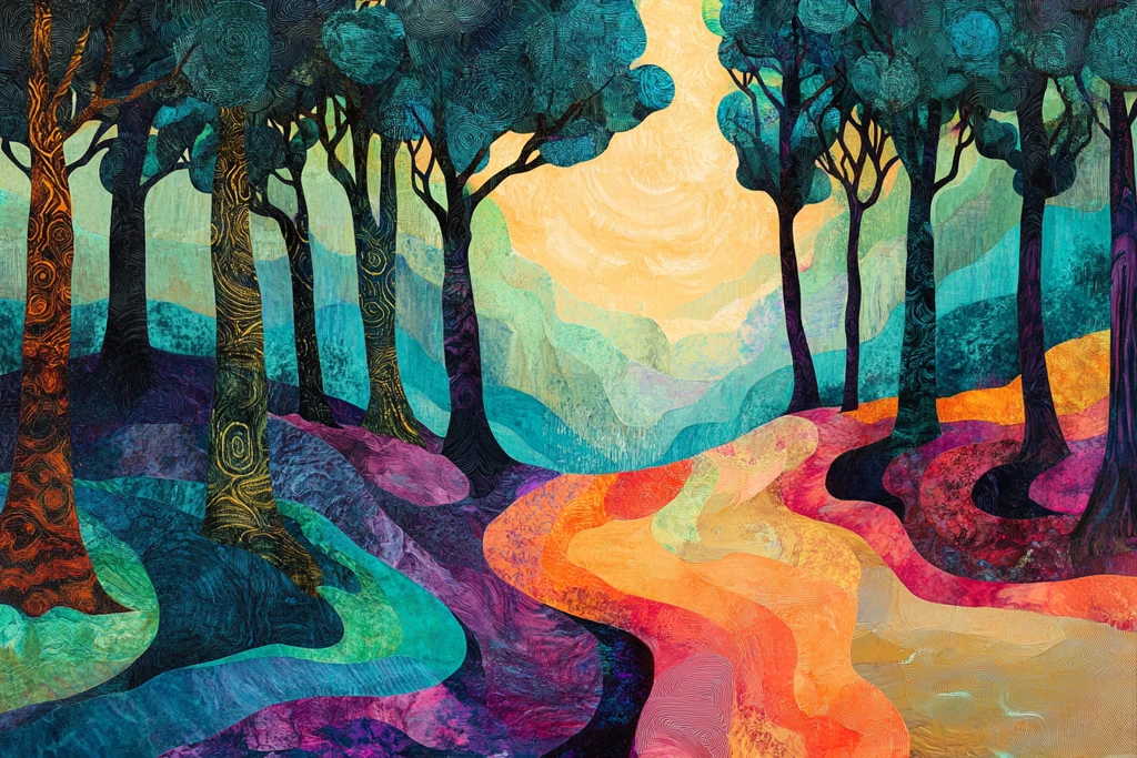 多彩树与抽象叶