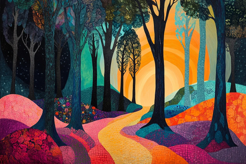 多彩树与抽象叶