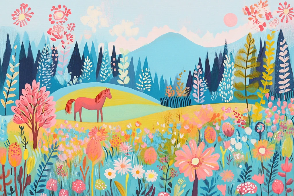 马群远景树木花卉