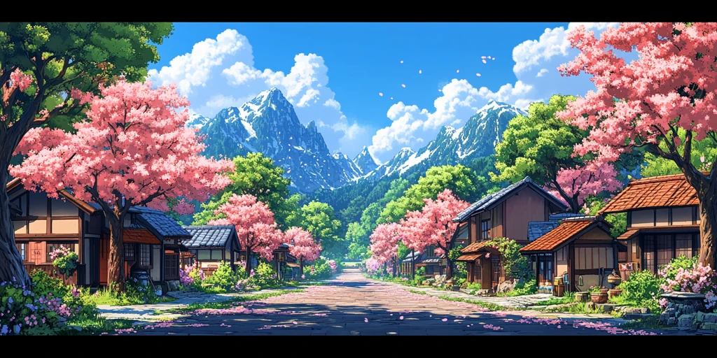 樱花树村落