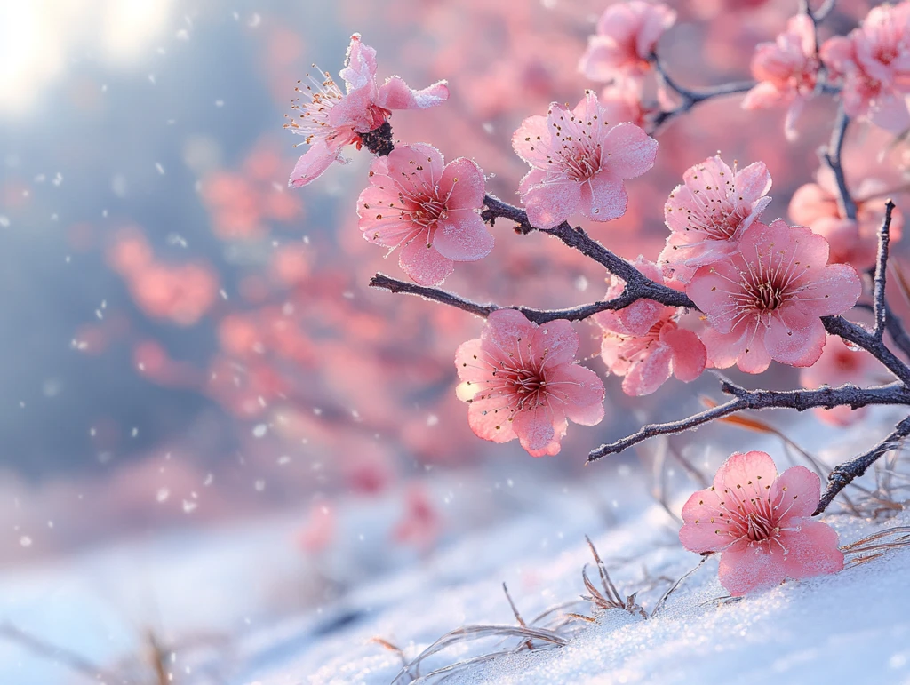 梅花雪景春意浓