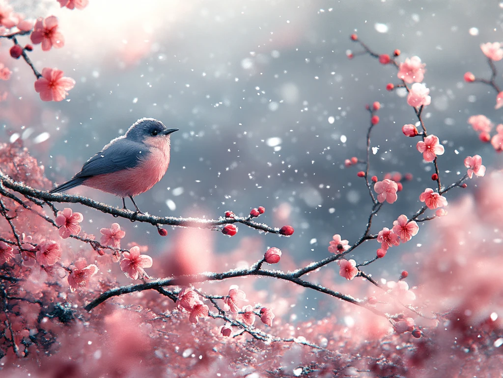 梅花雪景春意浓