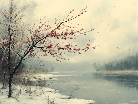 梅花雪景春意浓