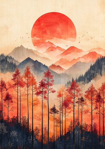 山水云树纸艺拼贴