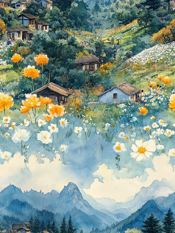 儿童山坡玩耍图