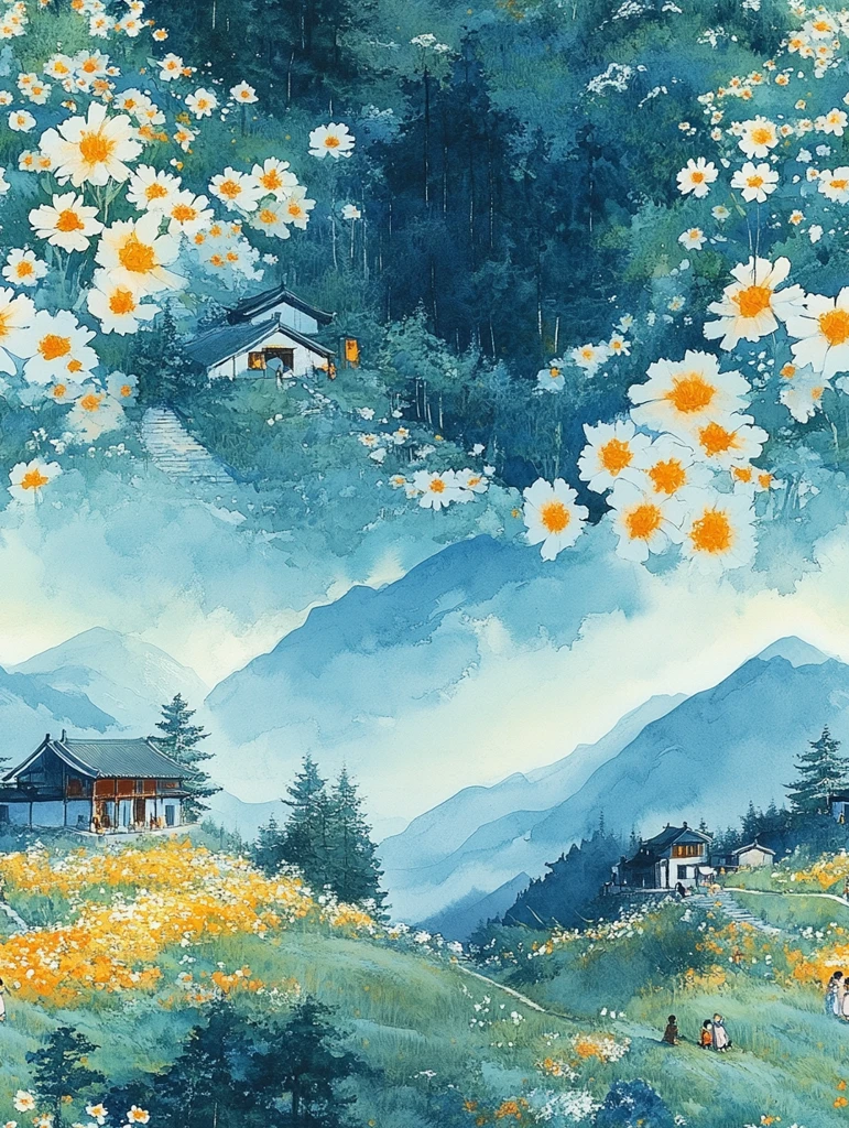 儿童山坡玩耍图