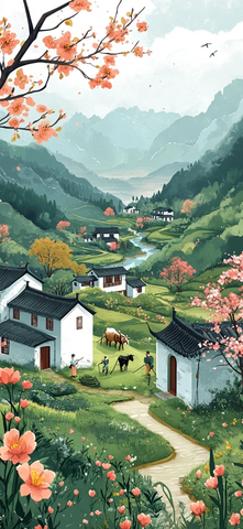 春日田园劳作图