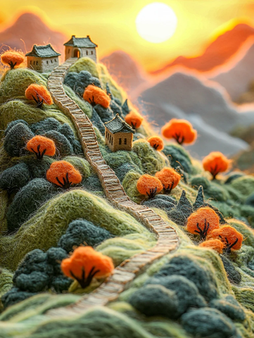 模糊长城与山脉