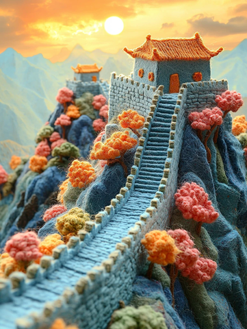 模糊长城与山脉