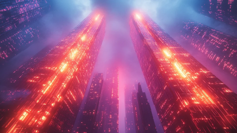 高楼林立光影交错