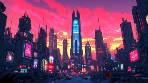 蓝光塔与数码屏