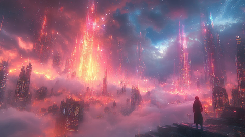 垂直光束城市景观