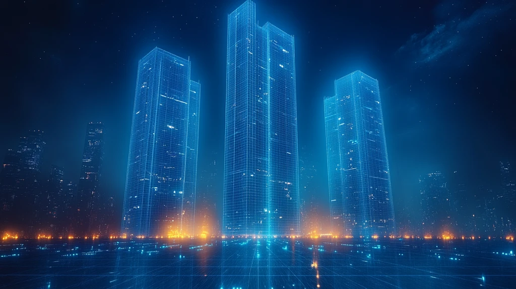 蓝色网格建筑群