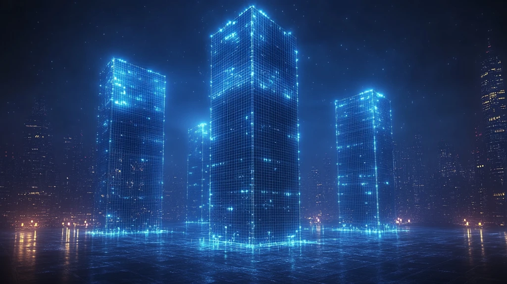 蓝色网格建筑群