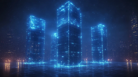 蓝色网格建筑群